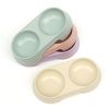 Wheat straw pet double bowl dog bowl drinking and eating dual-use meal bowl