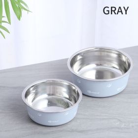 Dog Bowl For Food And Water, Stainless Steel Pet Feeding Bowl, Durable Non-Skid Insulated Heavy Duty With Rubber Bottom For Medium Large Dogs (Color: Gray, size: L)