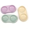 Wheat straw pet double bowl dog bowl drinking and eating dual-use meal bowl